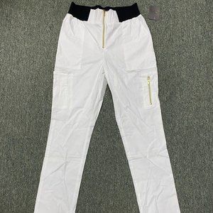 White Jaanuu Scrub Front Zip Pants